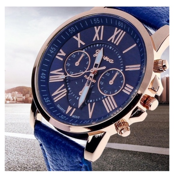 Blue Roman Numerals Analog Quartz Watch NWT - Picture 5 of 10